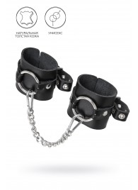 Черные наручники из толстой натуральной кожи с люверсами - Pecado - купить с доставкой в Майкопе