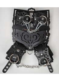 Черный ажурный кожаный набор фиксаций - Crazy Handmade - купить с доставкой в Майкопе