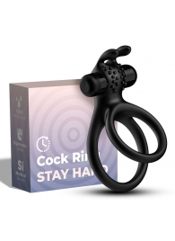 Черное эрекционное виброкольцо с подхватом мошонки Stay Hard - Boys of Toys - в Майкопе купить с доставкой