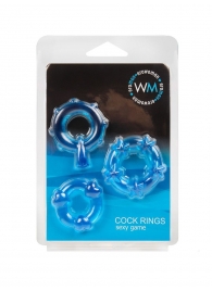Набор из 3 синих эрекционных колец с различным рельефом - Erowoman-Eroman - в Майкопе купить с доставкой