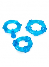 Набор из 3 синих эрекционных колец с различным рельефом - Erowoman-Eroman - в Майкопе купить с доставкой