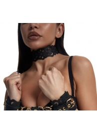 Черный ажурный чокер с золотистой фурнитурой - Crazy Handmade - купить с доставкой в Майкопе