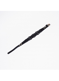 Черный ажурный чокер с золотистой фурнитурой - Crazy Handmade - купить с доставкой в Майкопе