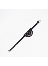 Черный чокер с клепками и золотистой фурнитурой - Crazy Handmade - купить с доставкой в Майкопе