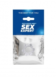 Прозрачное эрекционное кольцо с шариками и шипами - Sex Expert - в Майкопе купить с доставкой