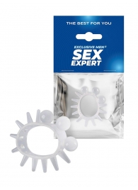 Эластичное эрекционное кольцо с шариками и лучами - Sex Expert - в Майкопе купить с доставкой