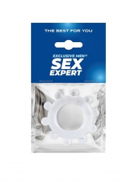 Прозрачное эрекционное кольцо со стимулирующими шариками - Sex Expert - в Майкопе купить с доставкой