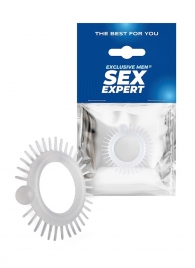 Эластичное эрекционное кольцо с шипиками и шариком - Sex Expert - в Майкопе купить с доставкой