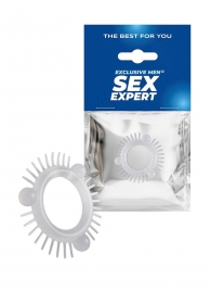 Эластичное эрекционное кольцо с 3 шариками и шипами - Sex Expert - в Майкопе купить с доставкой