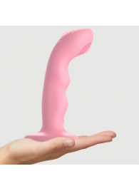 Розовая насадка-стимулятор Strap-On-Me Tapping Dildo Wave - Strap-on-me - купить с доставкой в Майкопе