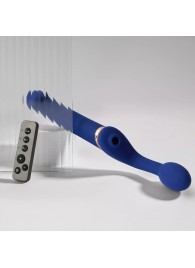 Синий безремневой страпон Multi Orgasm Bendable Strap-On size XL с клиторальной стимуляцией - Strap-on-me - купить с доставкой в Майкопе