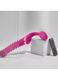 Ярко-розовый безремневой страпон Multi Orgasm Bendable Strap-On size L с клиторальной стимуляцией - Strap-on-me - купить с доставкой в Майкопе