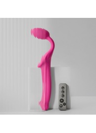 Ярко-розовый безремневой страпон Strap-on-me Vibrating Bendable Strap-On size L - Strap-on-me - купить с доставкой в Майкопе