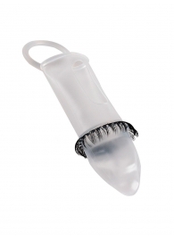 Закрытая насадка на пенис с подхватом мошонки и стимулирующими «ресничками» - Sextaz - в Майкопе купить с доставкой