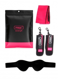 Черно-розовый эротический набор: маска, наручники и повязка - Erokay - купить с доставкой в Майкопе