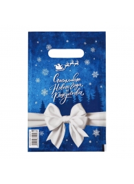 Сине-белый подарочный новогодний пакет с вырубной ручкой (20х30 см) - Сима-Ленд - купить с доставкой в Майкопе