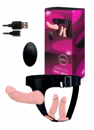 Женский страпон с 3 насадками и вибрацией - Erowoman-Eroman - купить с доставкой в Майкопе