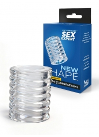 Прозрачная сквозная насадка на пенис с ребрышками - Sex Expert - в Майкопе купить с доставкой