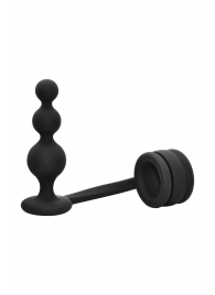 Черное эрекционное кольцо с анальной елочкой Cockring With Beaded Anal Plug - Dream Toys - в Майкопе купить с доставкой