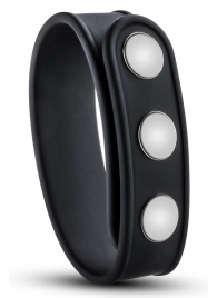 Черное эрекционное кольцо на кнопках - Blush Novelties - в Майкопе купить с доставкой