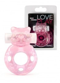 Розовое эрекционное виброкольцо в форме мишки - 1137 - в Майкопе купить с доставкой