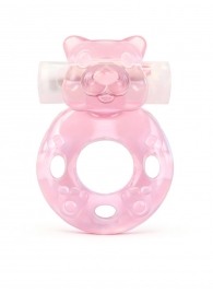 Розовое эрекционное виброкольцо в форме мишки - 1137 - в Майкопе купить с доставкой