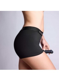 Черные трусики-боксеры для фиксации насадок Strap-on-me Harness Lingerie Allure - size M - Strap-on-me - купить с доставкой в Майкопе