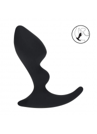 Черная анальная пробка для массажа простаты Double Ripple Silicone Prostate Massager - Shots Media BV - в Майкопе купить с доставкой