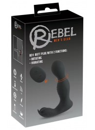 Черная анальная пробка с вибрацией, вращением и пультом ДУ RC Butt Plug with 2 Functions - Orion - в Майкопе купить с доставкой