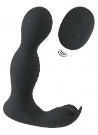 Черная анальная пробка с вибрацией, вращением и пультом ДУ RC Butt Plug with 2 Functions - Orion - в Майкопе купить с доставкой