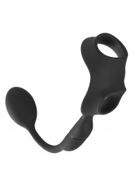 Черное виброкольцо с анальной пробкой Cock Ring with RC Butt Plug - Orion - в Майкопе купить с доставкой