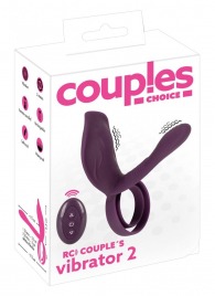 Фиолетовая насадка на член с клиторальным отростком и пультом ДУ RC Couple’s Vibrator 2 - Orion - в Майкопе купить с доставкой