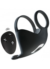 Черная вибронасадка для эрекции и стимуляции мошонки Cock ring with RC ball massager - Orion - в Майкопе купить с доставкой