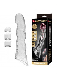 Прозрачный фаллоудлинитель с 3 вставками - 28 см. - Baile - в Майкопе купить с доставкой
