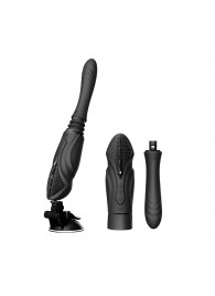 Черная секс-машина с функцией нагрева, насадками и присоской Sesh - Zalo - купить с доставкой в Майкопе