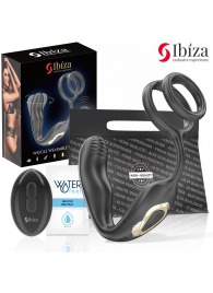 Черная анальная пробка с вращением и эрекционными кольцами - Ibiza - в Майкопе купить с доставкой