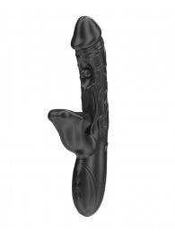 Черный вибратор с режимами колебаний и посасывания - 23,5 см. - Ibiza