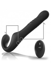 Черный безремневой страпон с вибрацией и возвратно-поступательными движениями - 24 см. - Ibiza - купить с доставкой в Майкопе