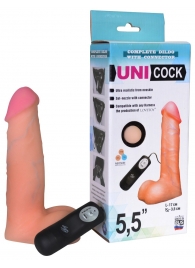 Фаллическая насадка Харнесс UNICOCK 5,5  с вибрацией - 17 см. - LOVETOY (А-Полимер) - купить с доставкой в Майкопе