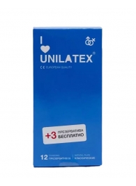 Классические презервативы Unilatex Natural Plain - 12 шт. + 3 шт. в подарок - Unilatex - купить с доставкой в Майкопе