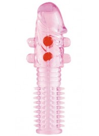 Гелевая розовая насадка с шариками и шипами - 14 см. - ToyFa - в Майкопе купить с доставкой