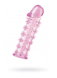 Гелевая розовая насадка на фаллос с шипами - 12 см. - Toyfa Basic - в Майкопе купить с доставкой
