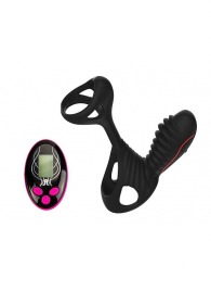 Чёрная насадка на фаллос Gladiator + LRS  с трехкнопочным пультом управления - Adrien Lastic - в Майкопе купить с доставкой