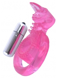 Розовая вибронасадка со стимулятор клитора   Язычок - Toyfa Basic - в Майкопе купить с доставкой