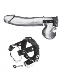 Утяжка на пенис на замочке Duo Cock And Ball Lock - BlueLine - купить с доставкой в Майкопе