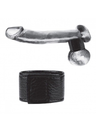 Чёрная утяжка на мошонку 1  Velcro Ball Stretcher - BlueLine - купить с доставкой в Майкопе