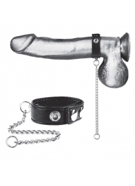 Утяжка на пенис с поводком Snap Cock Ring With 12  Leash - BlueLine - купить с доставкой в Майкопе