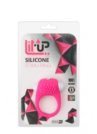 Розовое эрекционное кольцо с щеточкой LIT-UP SILICONE STIMU RING 5 - Dream Toys - в Майкопе купить с доставкой