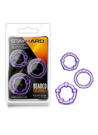 Набор из 3 фиолетовых эрекционных колец Stay Hard Beaded Cockrings - Blush Novelties - в Майкопе купить с доставкой