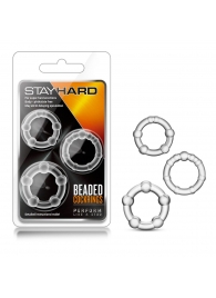 Набор из 3 прозрачных эрекционных колец Stay Hard Beaded Cockrings - Blush Novelties - в Майкопе купить с доставкой